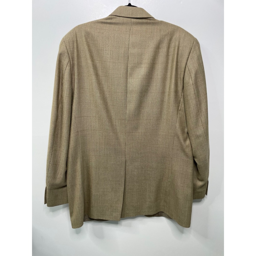 Lauren Ralph Lauren Men 42L Blazer Silk Wool Tan Micro Check Sport Coat Academia - Picture 3 of 13